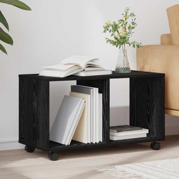 ARDEBO.de - Beistelltisch mit Rollen Schwarz Eiche 72x33x42,5 cm Spanplatte