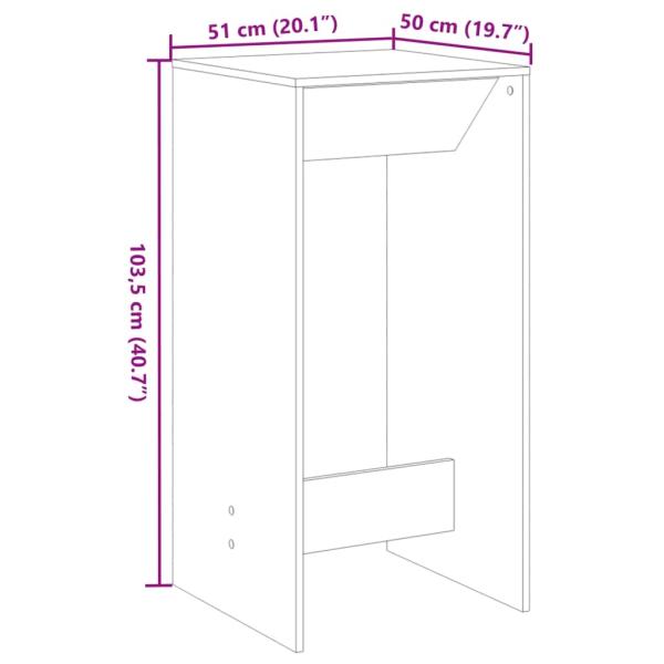 Bartisch Schwarze Eiche 51x50x103,5 cm Ingenieurholz