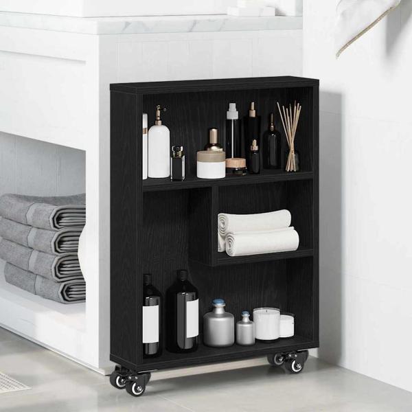 ARDEBO.de - Schmaler Aufbewahrungstrolley Schwarze Eiche 48x13x68 cm Holzwerkstoff