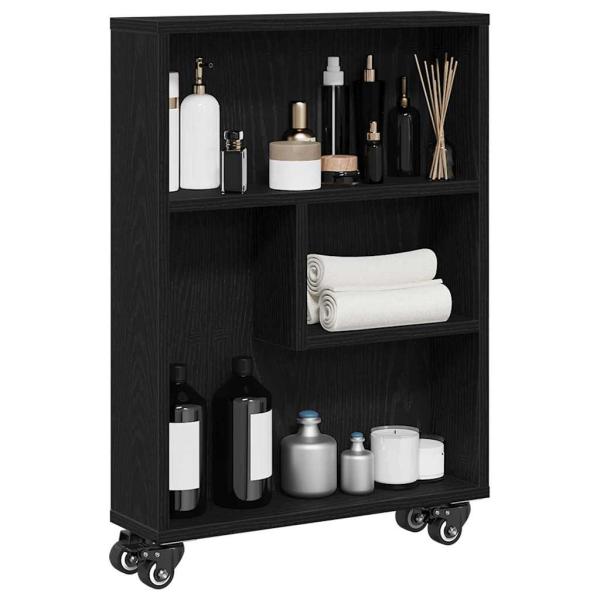 Schmaler Aufbewahrungstrolley Schwarze Eiche 48x13x68 cm Holzwerkstoff