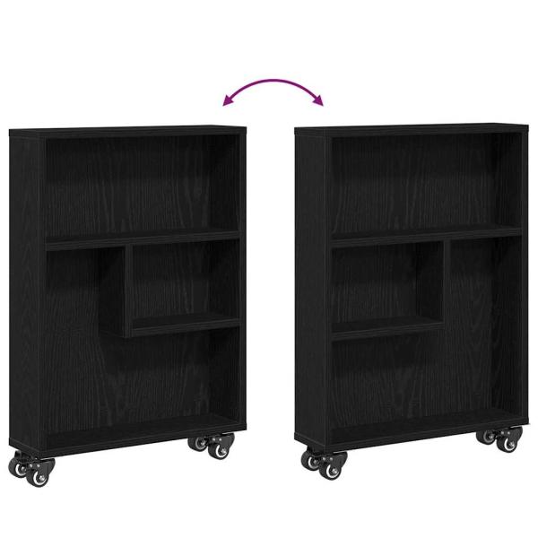 Schmaler Aufbewahrungstrolley Schwarze Eiche 48x13x68 cm Holzwerkstoff
