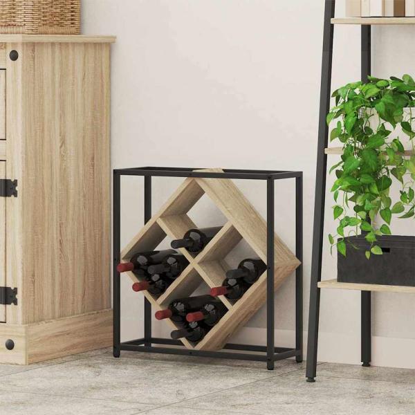 ARDEBO.de - Weinregale Sonoma Eiche, Schwarz Spanplatte, Metall Mittel