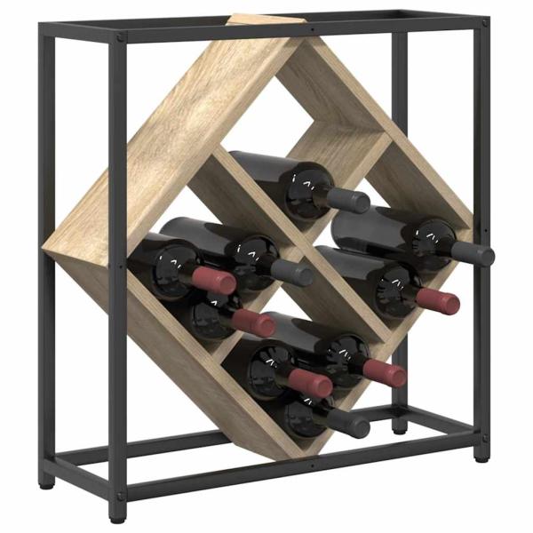 Weinregale Sonoma Eiche, Schwarz Spanplatte, Metall Mittel