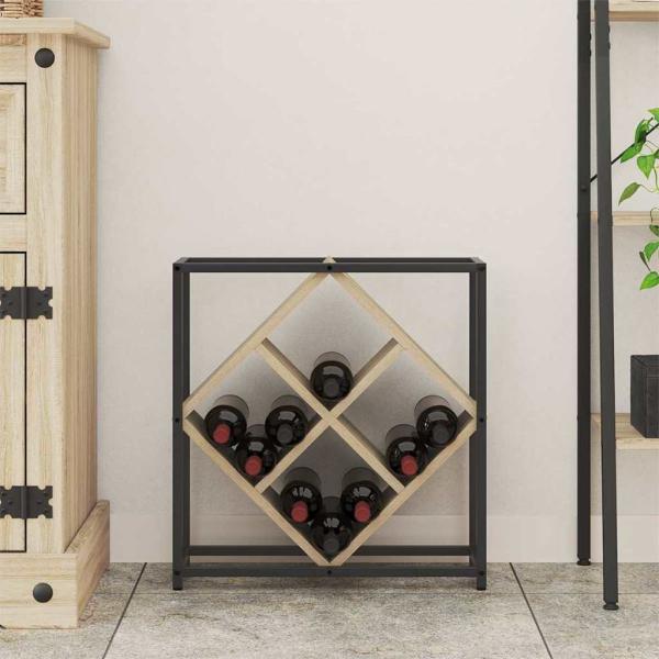 Weinregale Sonoma Eiche, Schwarz Spanplatte, Metall Mittel
