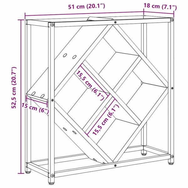 Weinregale Geräucherte Eiche Metallrahmen und Holzböden Mittel