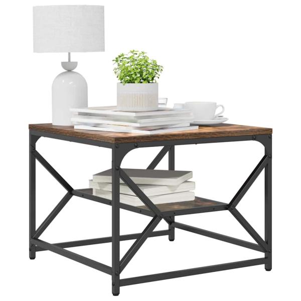 Couchtisch mit Regal in Rauch-Eiche 51x50x40 cm aus Faserholz