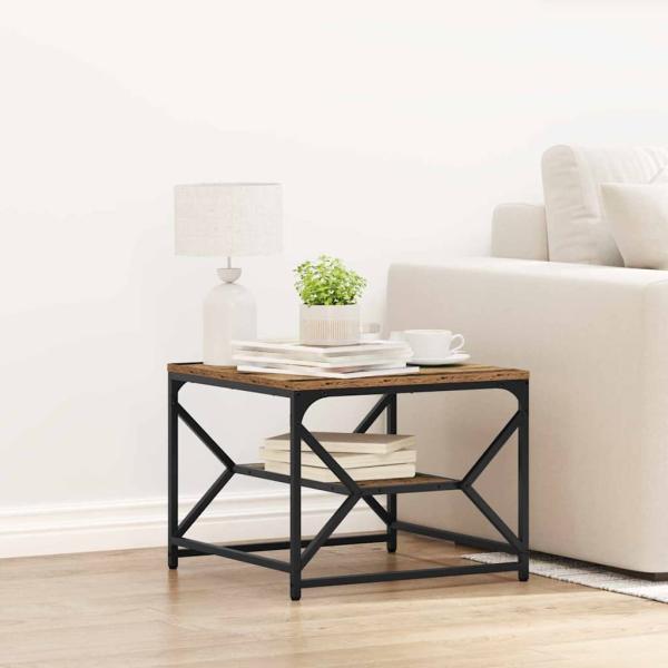 ARDEBO.de - Couchtisch mit Regal aus altem Holz 51x50x40 cm