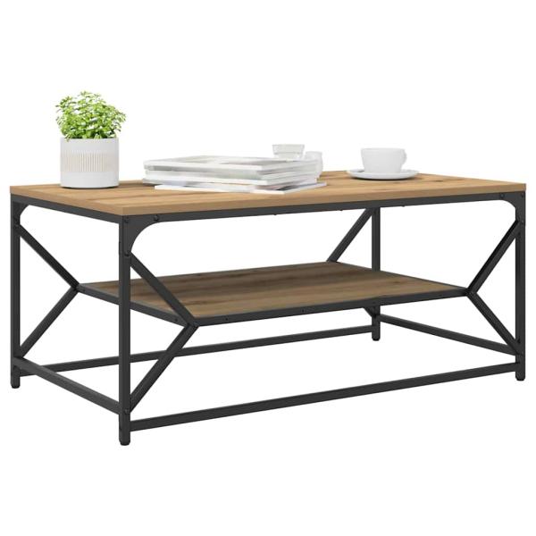Couchtisch mit Regal aus Artisan-Eiche, 90x50x40 cm, Holzwerkstoff