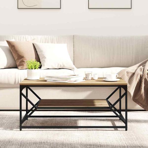 Couchtisch mit Regal aus Artisan-Eiche, 90x50x40 cm, Holzwerkstoff