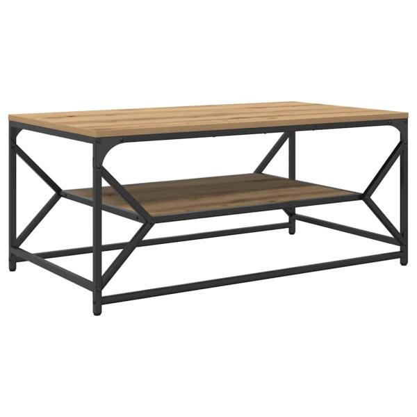 Couchtisch mit Regal aus Artisan-Eiche, 90x50x40 cm, Holzwerkstoff