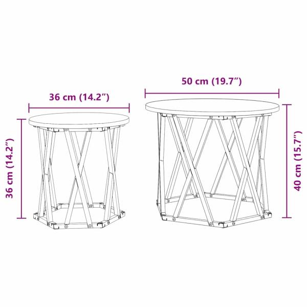 Nesting Beistelltische 2er Set aus Altholz
