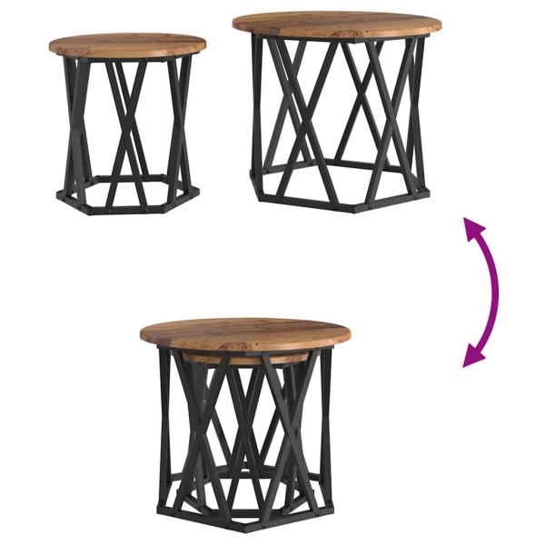 Nesting Beistelltische 2er Set aus Altholz