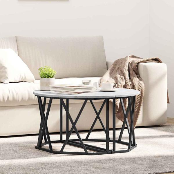 ARDEBO.de - Couchtisch Grau Sonoma Verarbeitetes Holz 80 x 80 x 42 cm