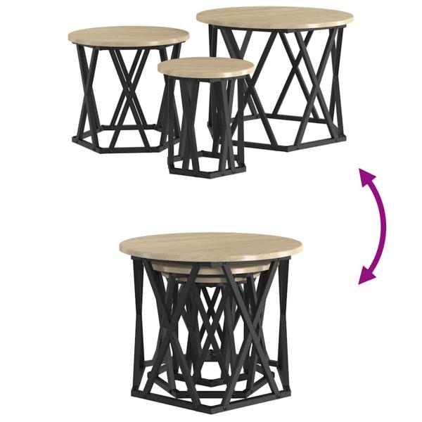 Nesting Beistelltische 3 Stück Sonoma Eichenholz Ingenieurholz