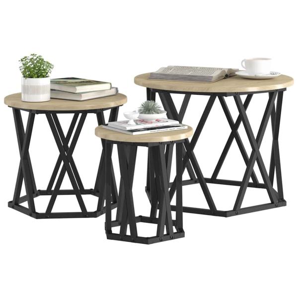 Nesting Beistelltische 3 Stück Sonoma Eichenholz Ingenieurholz
