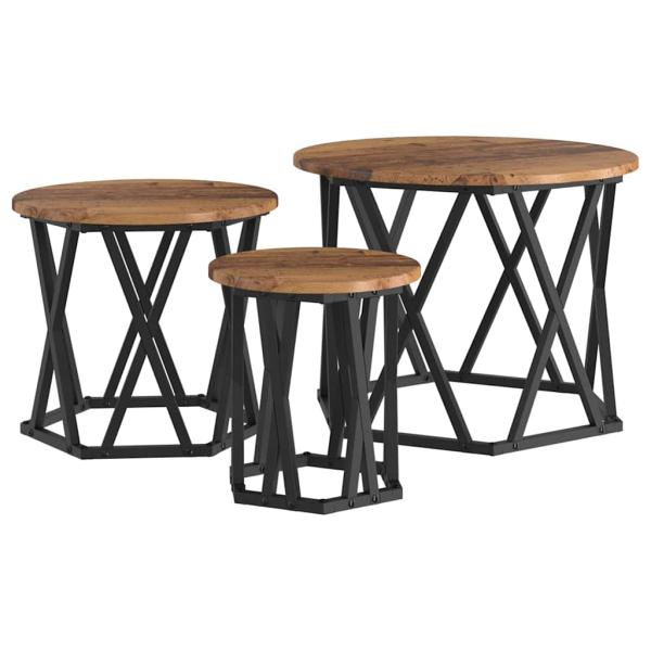Nesting Beistelltische 3er Set aus alten Holzwerkstoffen