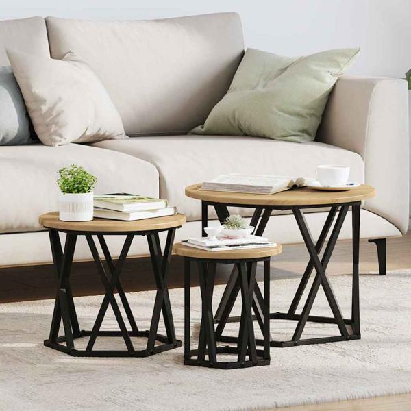 ARDEBO.de - Nesting Side Tables 3 Stück Artisan Eiche Holzwerkstoff