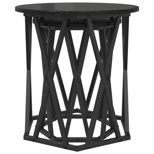 Beistelltische 2er Set Schwarz aus Eichenholzverbundstoff