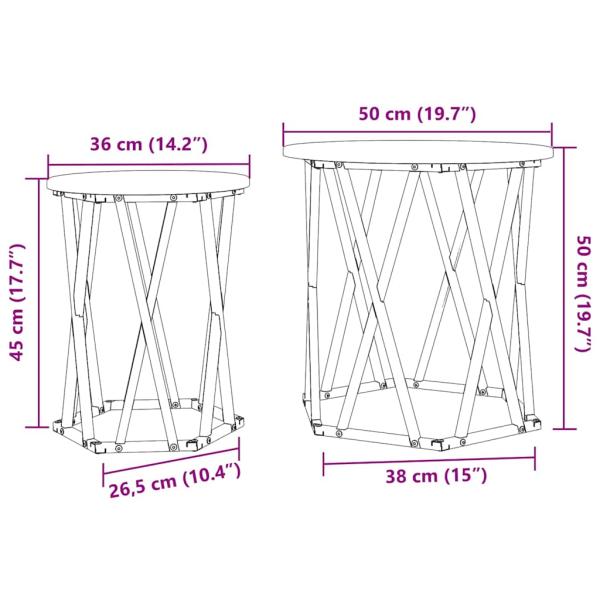 Beistelltische 2er Set Artisan Eiche Holzwerkstoff