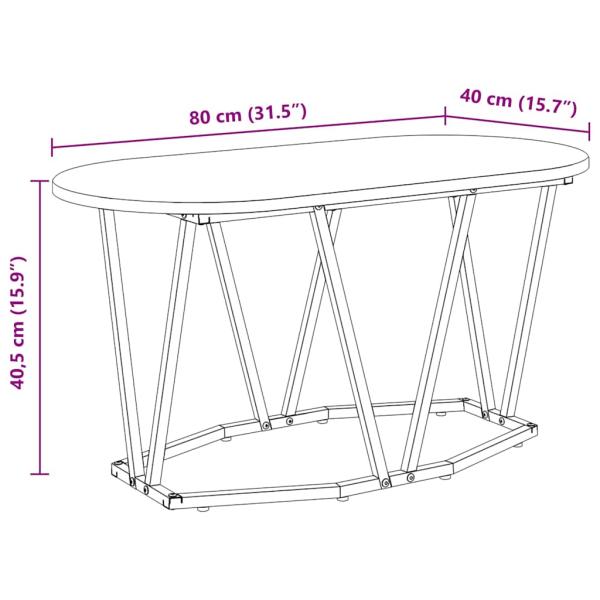 Couchtisch aus schwarzem Eichenholz, 80x40x40,5 cm, aus Holzwerkstoff und Metall