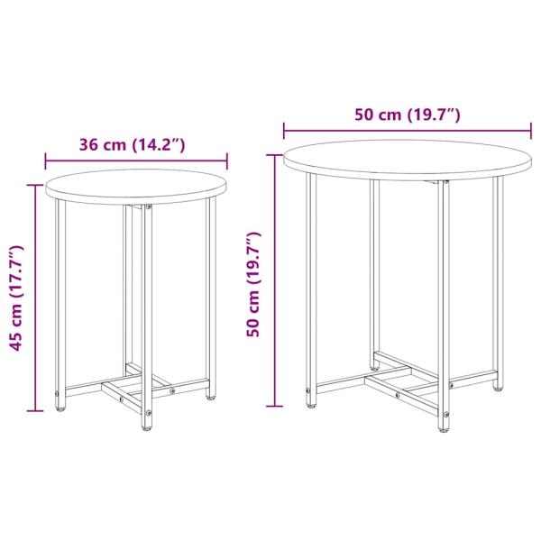 Beistelltisch-Set 2 stk. Grau Sonoma und Schwarz