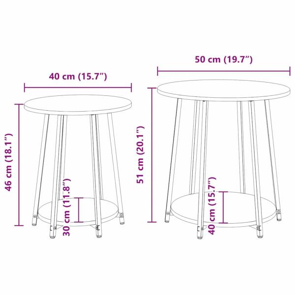 Beistelltisch-Set 2 stk. Schwarz Eichen-Optik 50 x 50 x 51 cm