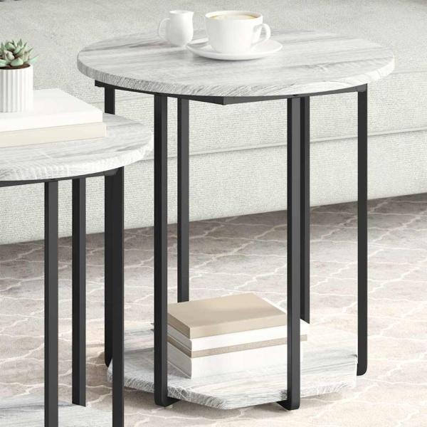 Beistelltische 2er Set Grau Sonoma Holz und Metall
