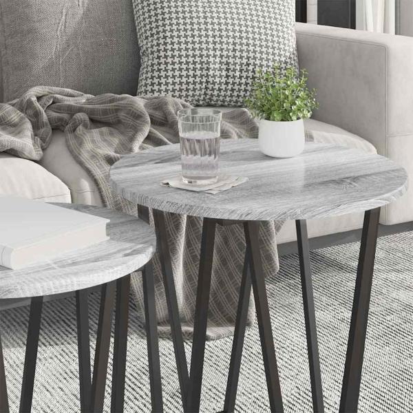 Beistelltisch 2er Set Grau Sonoma aus Holzwerkstoff und Metall