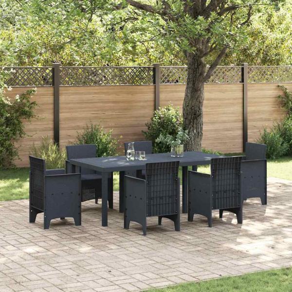 ARDEBO.de - Gartentisch Anthrazit 200x100x73 cm Poly Rattan