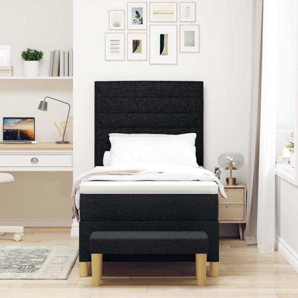Boxspringbett mit Kopfteil Schwarz 200 x 90 cm Stoff
