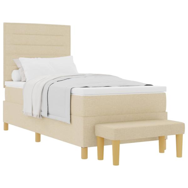 ARDEBO.de - Bettgestell mit Matratze Set von 2 Creme Stoff 90 x 200 cm