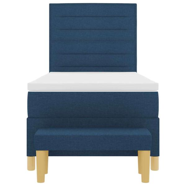 Bettrahmen mit Matratze Set aus 2 Blau, Weiß, Braun Stoff