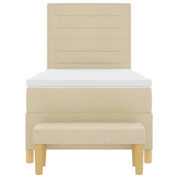 Bettgestell mit Matratze Set aus 2 Creme Stoff 100 x 200 cm