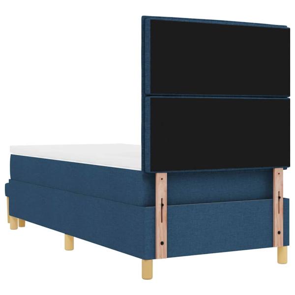 Bettgestell mit Matratze Set aus 2 Blau Stoff 100 x 200 cm Bett