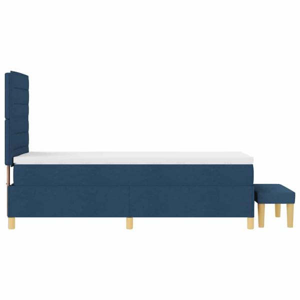 Bettgestell mit Matratze Set aus 2 Blau Stoff 100 x 200 cm Bett