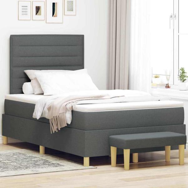 ARDEBO.de - Boxspringbett mit Kopfteil Dunkelgrau 200 x 120 cm Stoff