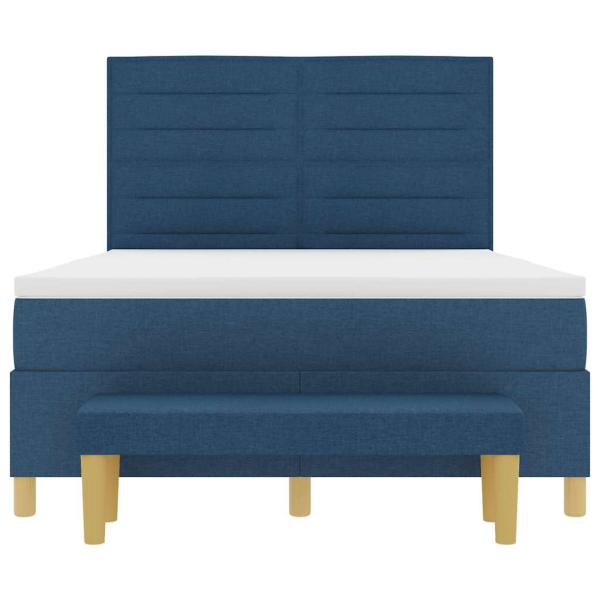 Boxspringbett mit Matratze und Bank Blau 160x200 cm Stoff