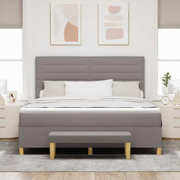 Boxspringbett mit Matratze & Bank Taupe 180x200 cm Stoff