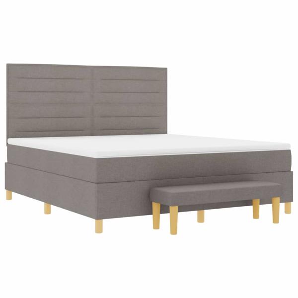 Boxspringbett mit Matratze & Bank Taupe 180x200 cm Stoff