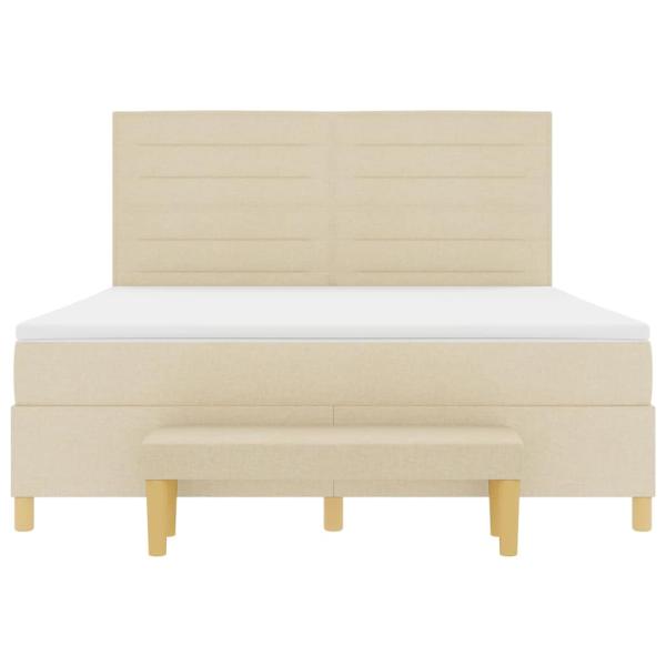 Boxspringbett mit Matratze und Bank Creme 180x200 cm Stoff