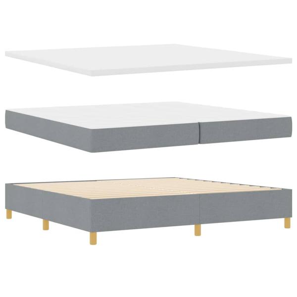 Boxspringbett mit Matratze und Bank Hellgrau 200x200 cm Stoff