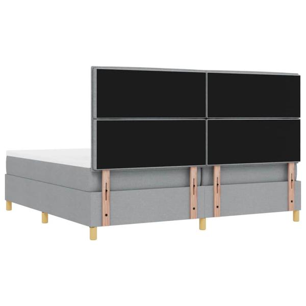 Boxspringbett mit Matratze und Bank Hellgrau 200x200 cm Stoff