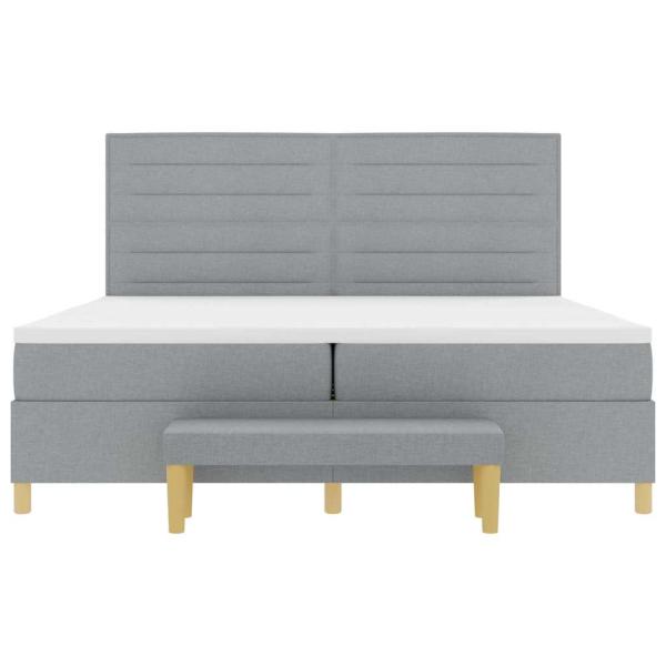 Boxspringbett mit Matratze und Bank Hellgrau 200x200 cm Stoff
