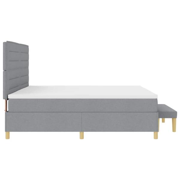 Boxspringbett mit Matratze und Bank Hellgrau 200x200 cm Stoff