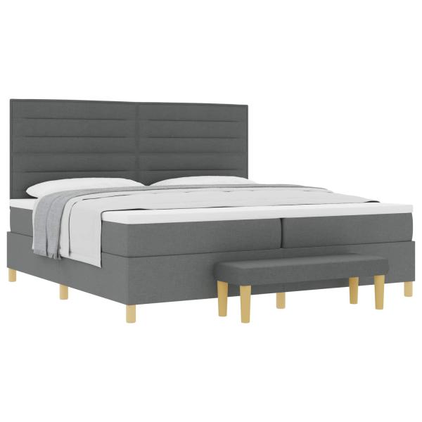 Boxspringbett mit Matratze Dunkelgrau 200 x 200 cm Stoff