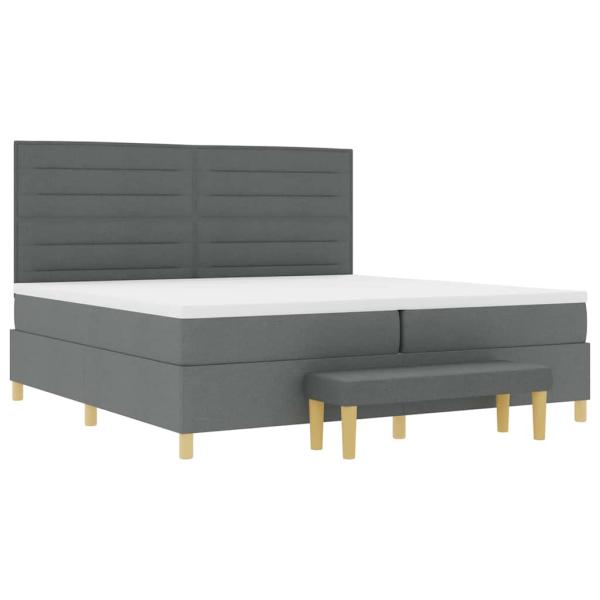 Boxspringbett mit Matratze & Bank Dunkelgrau 200x200 cm Stoff