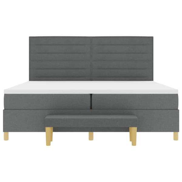 Boxspringbett mit Matratze & Bank Dunkelgrau 200x200 cm Stoff