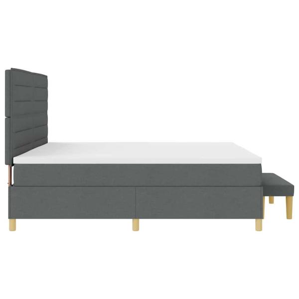 Boxspringbett mit Matratze & Bank Dunkelgrau 200x200 cm Stoff