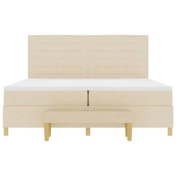 Boxspringbett mit Matratze & Bank Creme 200x200 cm Stoff