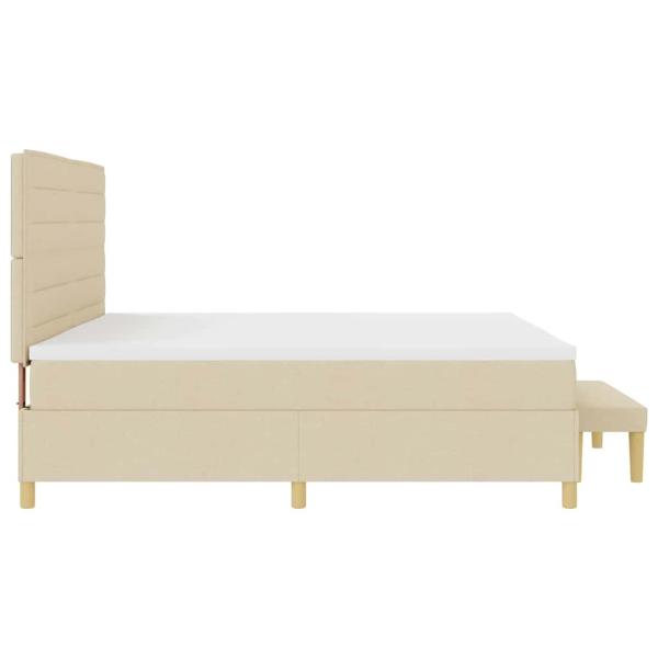 Boxspringbett mit Matratze & Bank Creme 200x200 cm Stoff